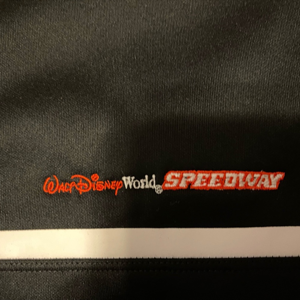 DISNEY WORLD WDW SPEEDWAY NIKE THERMAFIT FLEECE BLACK LARGE QUARTER ZIP PULLOVER